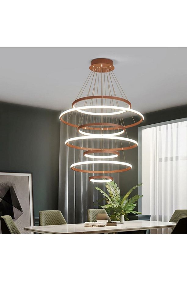 Sarkıt Led Avize Wristlet 7'li *100-90-80-80-60- 40-20 Cm Çap* Yüksek Tavanlar Için - 2