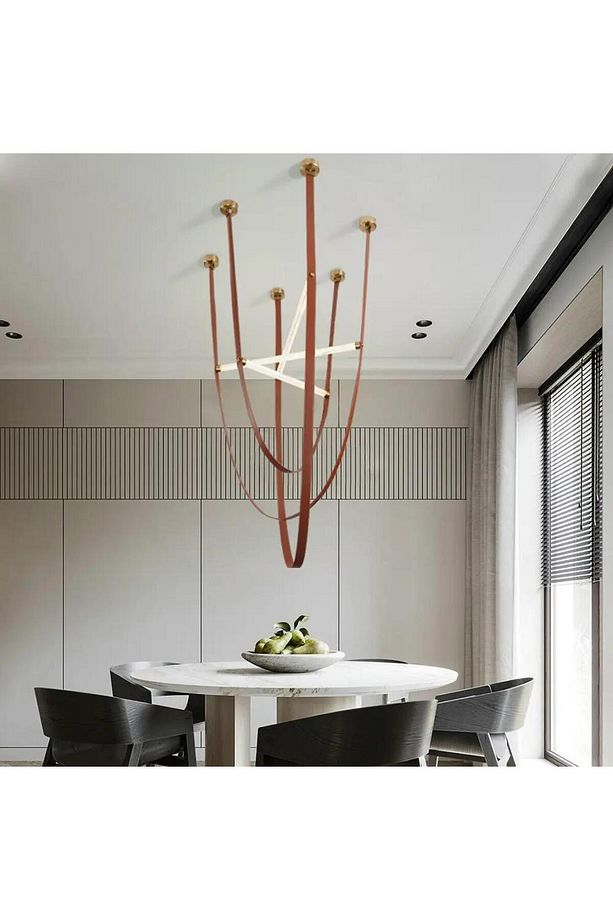 Leather Light II Sarkıt Deri Led Avize 165cm 3000K - 5