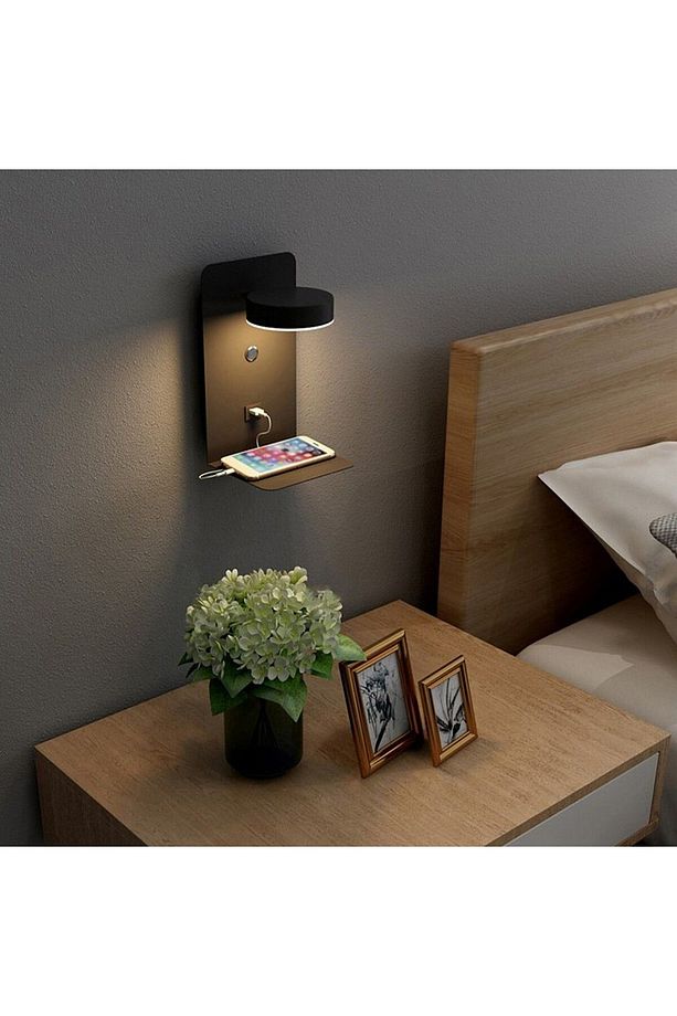 Reading Ledli Usb-type C Telefon Şarj Üniteli Yatak Başı Led Aplik 24x14 Cm - 4