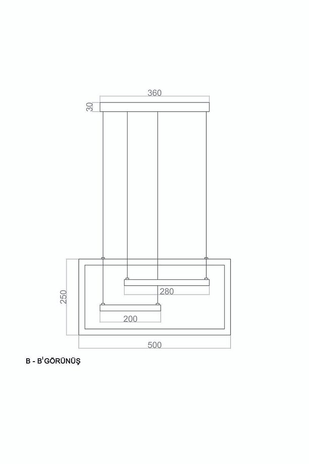 Sarkıt Led Avize Sideward Üçlü Yatay Dörtgen - 8
