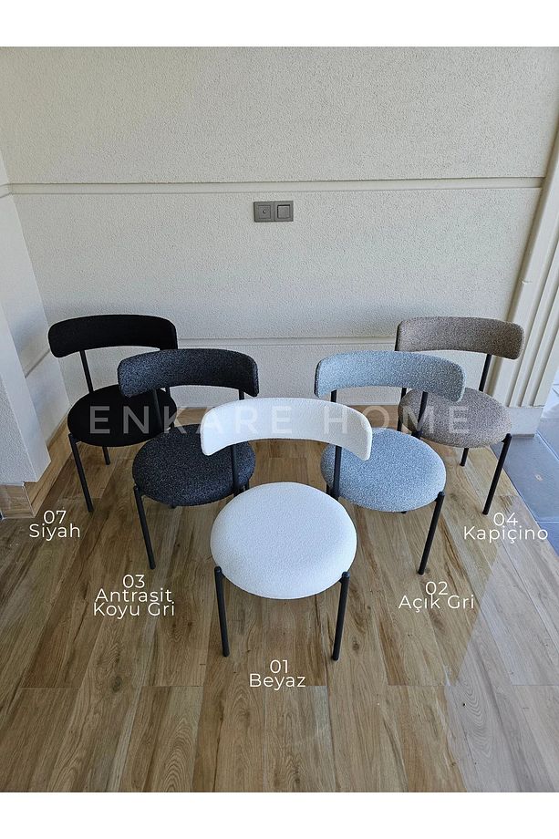 X Ayaklı Gloss Masa Teddy Kumaş Badem Sandalye, Açılır Mdf Masa Takımı 6 Kişilik - 7