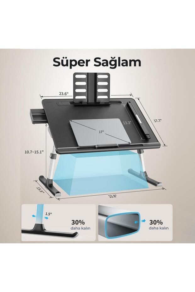 Saiji K8 Ultimate Çok Fonksiyonlu Ayarlı Led Işıklı Çalışma Masası Siyah - 5