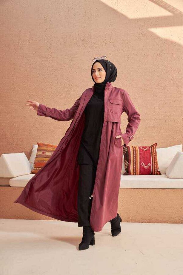 6302-Trençkot Gül Kurusu - 3