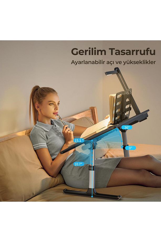 Saiji K8 Ultimate Çok Fonksiyonlu Ayarlı Led Işıklı Çalışma Masası Siyah - 6