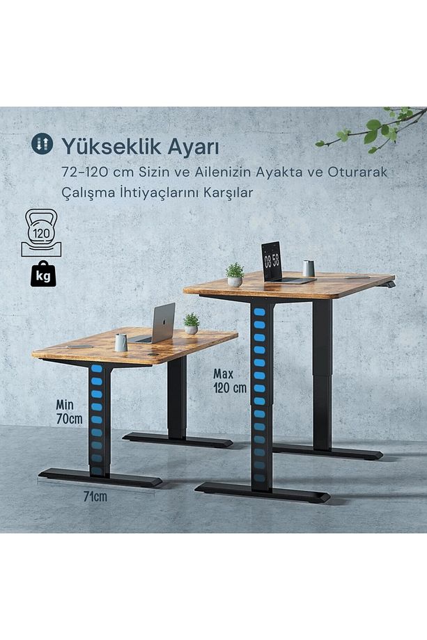 Elektrikli Yüksekliği Ayarlanabilir Masa Ayağı Çift Motorlu, 2 Aşamalı, Siyah Tablasız - 5
