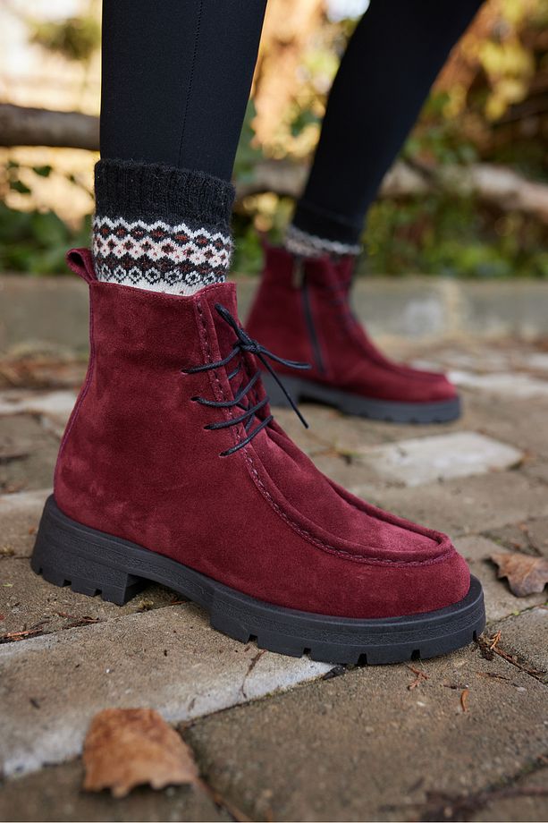 ATTO KADİN BORDO GERCEK SÜET BOT - 8