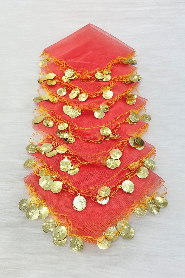 Yavruağzı Gold Sequined Tulle Halay Handkerchief 10 Pieces, Bride Groom Wedding Henna Circumcision Promise Engagement Bride