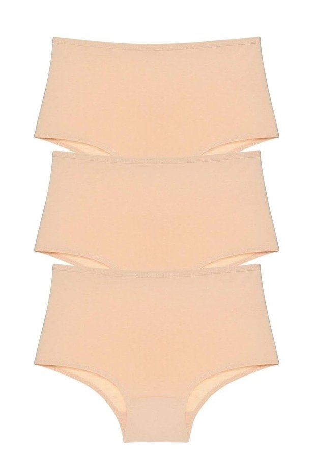 Women's Skin Color 3 Pack Cotton High Waist Panties