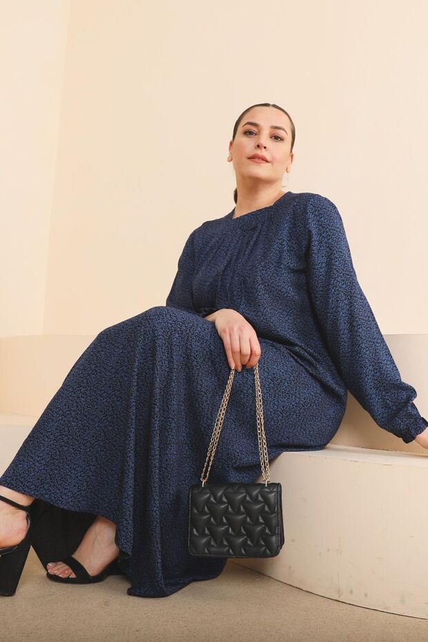 Rochie lungă de damă, cu model crocant, mărime mare - 5