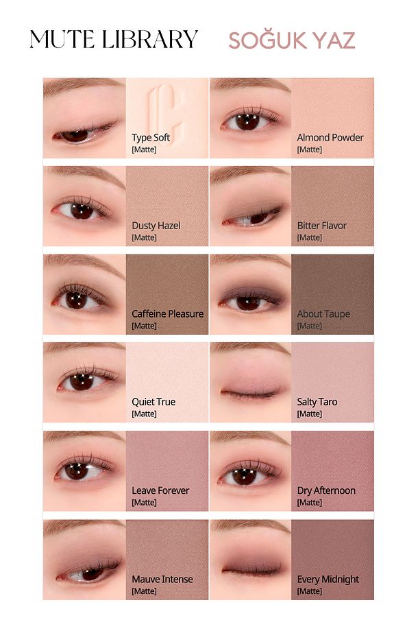 Hafif Dokulu Yoğun Renklere Sahip Göz Farı Paleti CLIO Pro Eye Palette Air (03 Mute Library) - 5