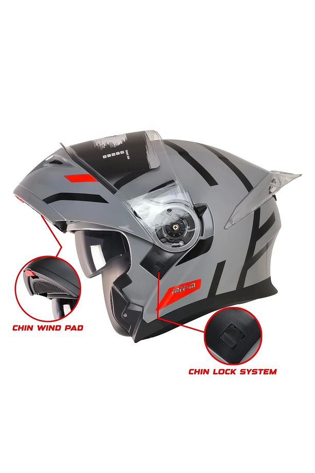 965 Upset Nardo Gri-siyah Çene Açılır Kask - 2
