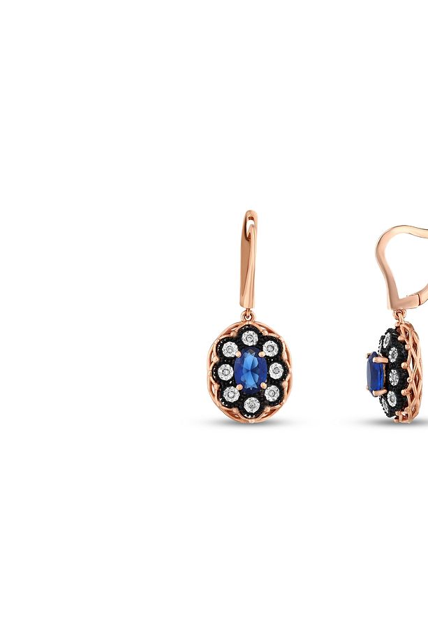 0.06 Karat Safir Renkli Elmas Küpe - 1