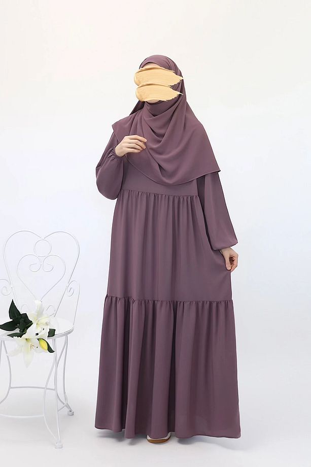Gül Kurusu Nisa Elbise Ferace - 4