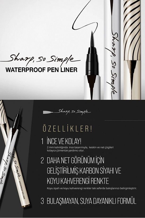 Suya Dayanıklı, İnce Uçlu Eyeliner CLIO Sharp So Simple Waterproof Pen Liner (02 Brown) - 2