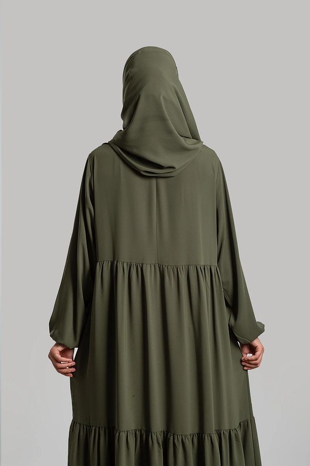Soft Yeşil Nisa Elbise Ferace - 6