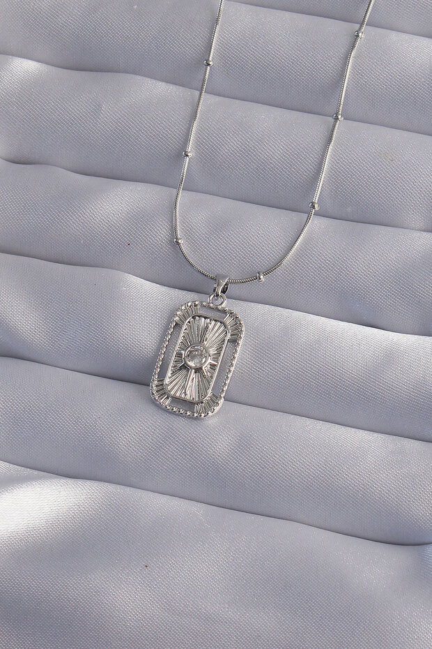 316L Steel Chain Silver Color Zircon Stone Tarot Necklace - Tj-Bko9010