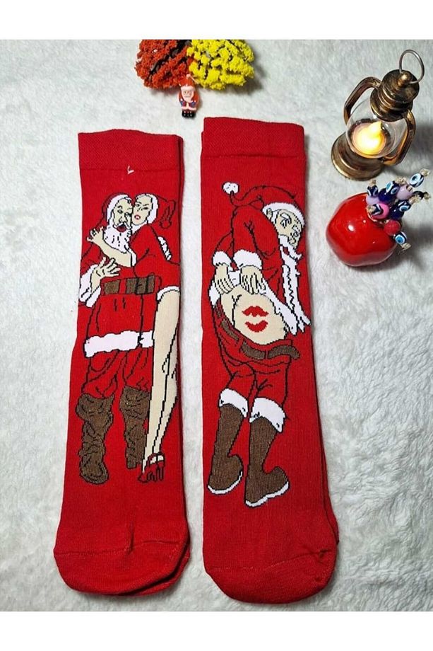 2 Çift Unisex Noel, Yılbaşı Çorap - 1