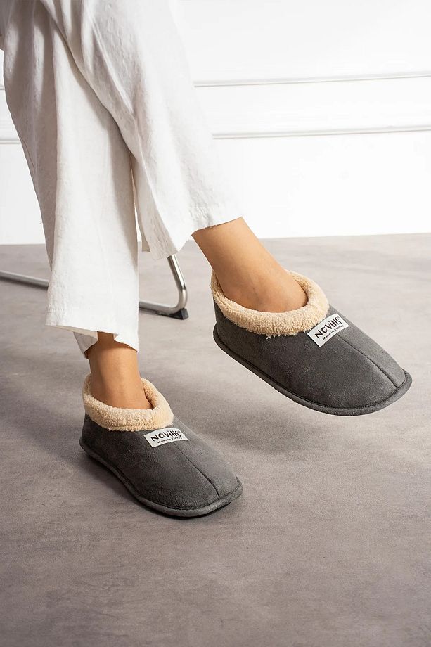 Ucc Unisex Gri Içi Yünlü Kışlık Panduf- Ev Botu- Ayakkabısı - 2
