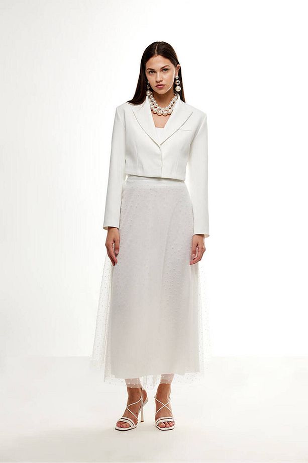 Ekru Crop Blazer - 3