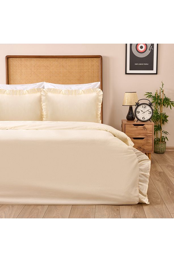 Soft Fırfırlı Tek Kişilik Nevresim Takımı - Taş - 1