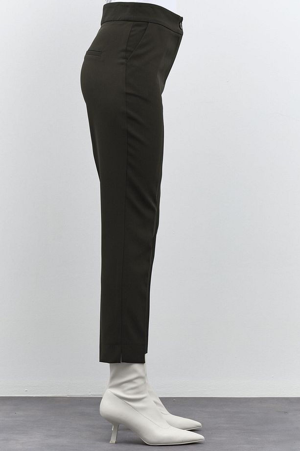 Yüksek Bel Basıc Pantolon - Haki - 7