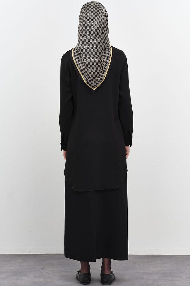 Rivet Detaylı Yırtmaçlı Tunik - Siyah - 8