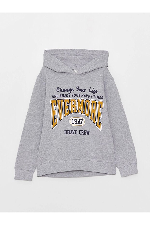 Lcw Kids Hooded Printed Long Sleeve Boys' Sweatshirt (W3)