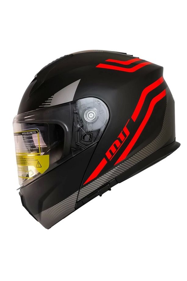 966 WX20 RED ÇENE AÇILIR MAT SİYAH-KIRMIZI KASK - 1
