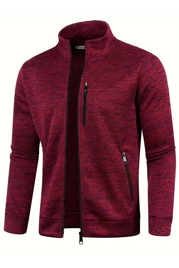 Ghassy Co. Men's Gray Surface Lightweight Windproof Full Zipper Fleece Jacket