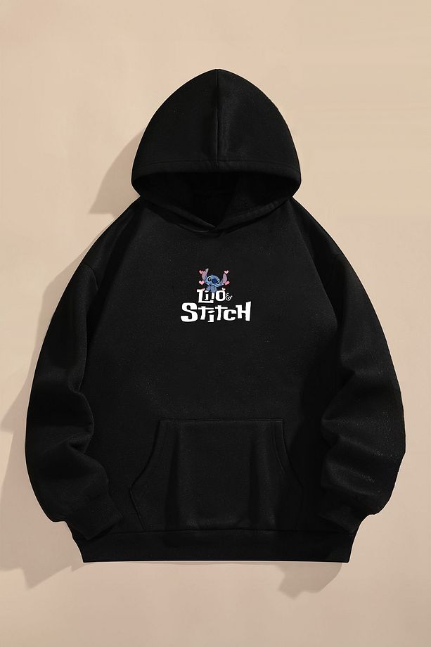Çocuk Sweatshirt Üç İplik Şardonlu Kalın Kışlık | Lilo Ve Stitch Baskili - 1