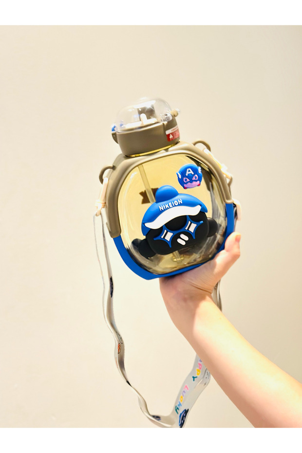 Practical Stylish Water Bottle with Straw - Transparent Character Design - 2