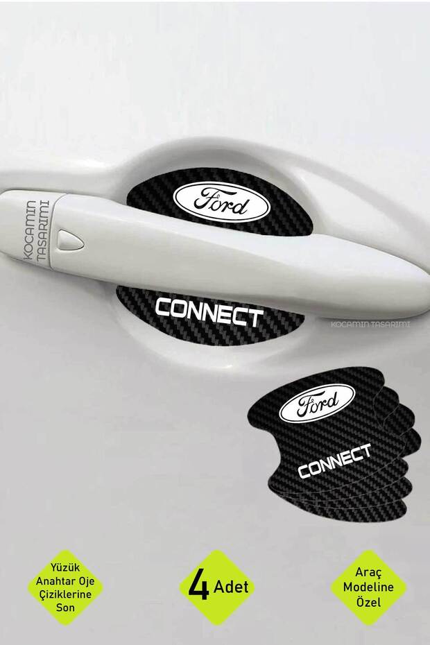 مجموعة رقائق حماية خاصة بنمط الكربون لباب Ford Connect الداخلي مضادة للخدش مع نص Connect