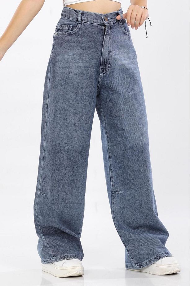 Kız Çocuk%100 PamukBaggy Fit Kot Pantolon - 2