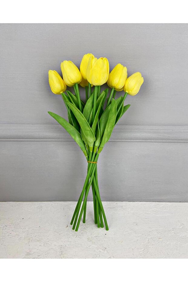 10-PACK ARTIFICIAL WET TULIP BOUQUET, 1ST QUALITY YELLOW