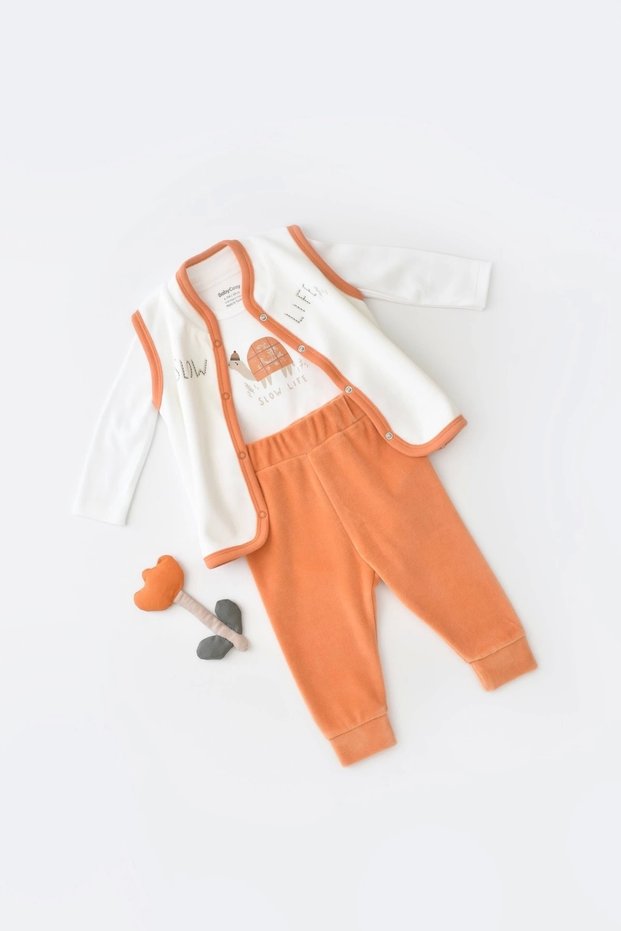Baby 3 Piece Turtle Velvet Vest Set, Baby and Newborn Series - Csyk6025