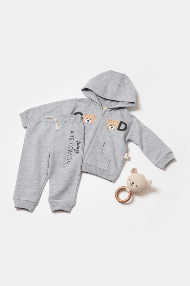 Baby Hooded Jacket and Pants Set, 100% Organic Cotton, Baby and Newborn Series - Csy8004