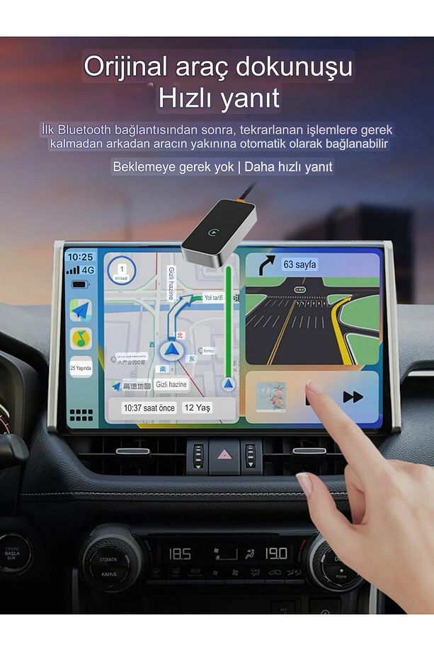 Carplay Bluetooth Usb Type-C Uyumlu Android İOS Araç Multimedya Adaptörü - 4
