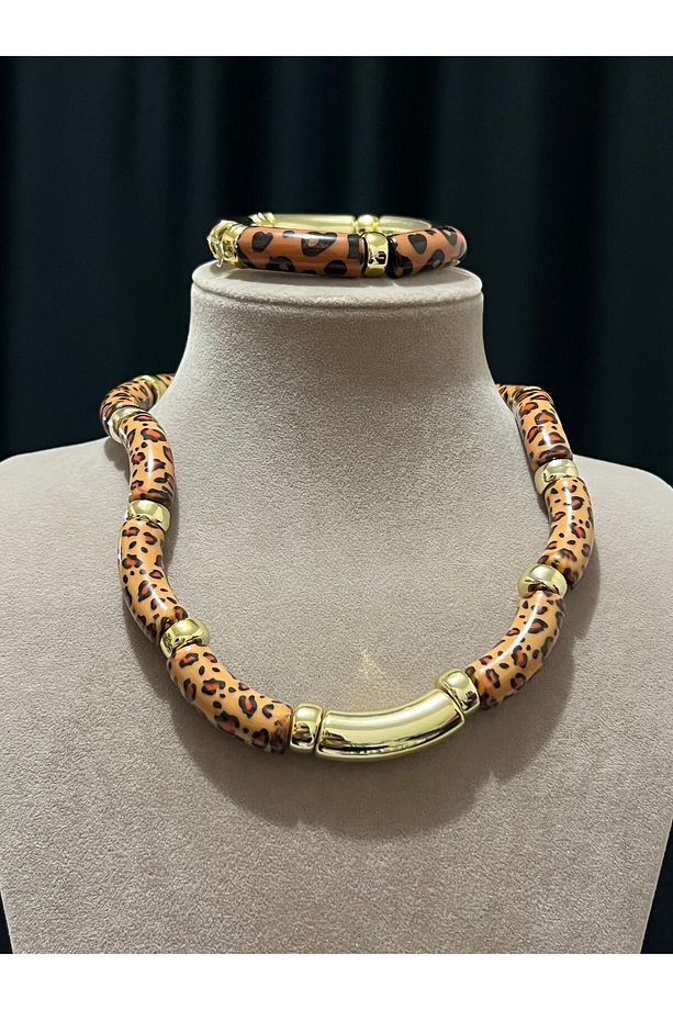 Leopar Model Kemik Kolye Ve Bileklik - 1
