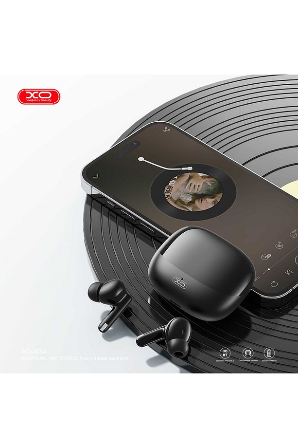 Çift Mikrofonlu iPhone Android Uyumlu Kulak İçi Kablosuz Wireless Bluetooth Kulaklık X34 - 3