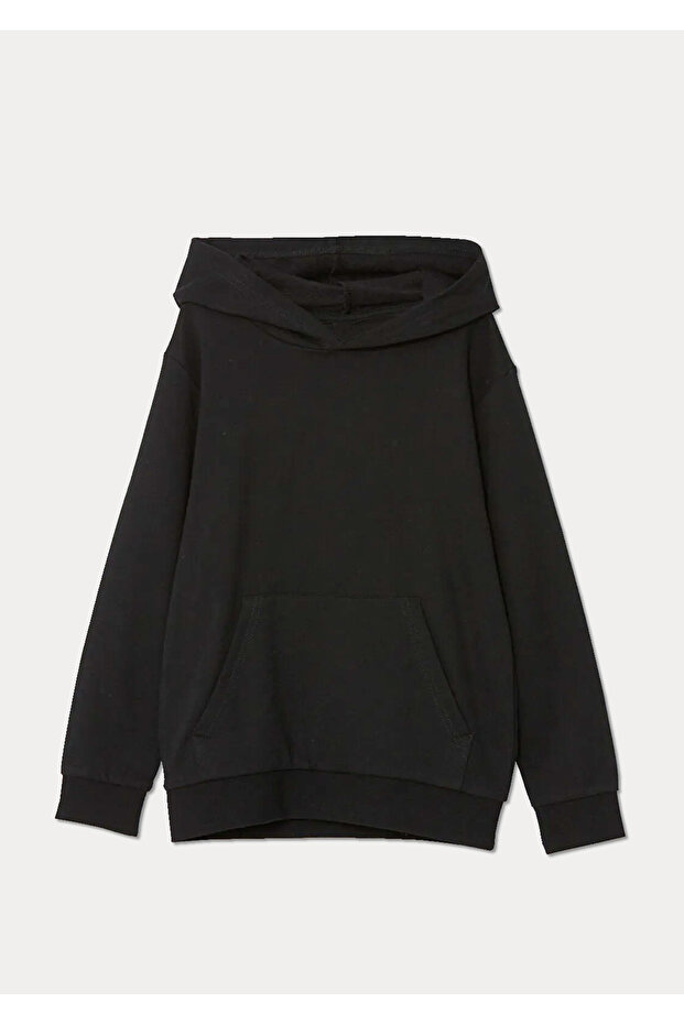 4,5,6,7,8,9,10 Years Old Children's Unprinted Winter Thick Hooded Kangaroo Pocket Sweatshirt