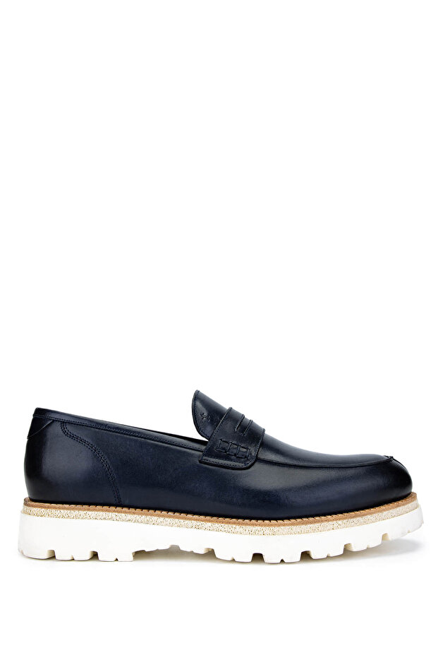 Men's Genuine Leather Navy Blue Casual Shoes