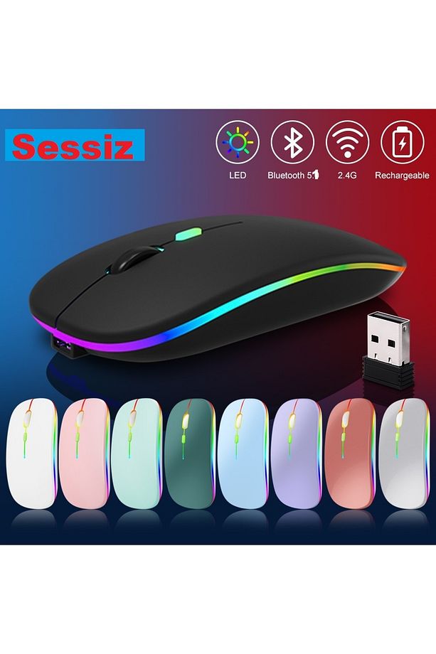 Rgb Bluetooth Led Işıklı Şarjlı Kablosuz Mouse Maus Fare Sessiz 2.4 Ghz Usb Wireless - 1