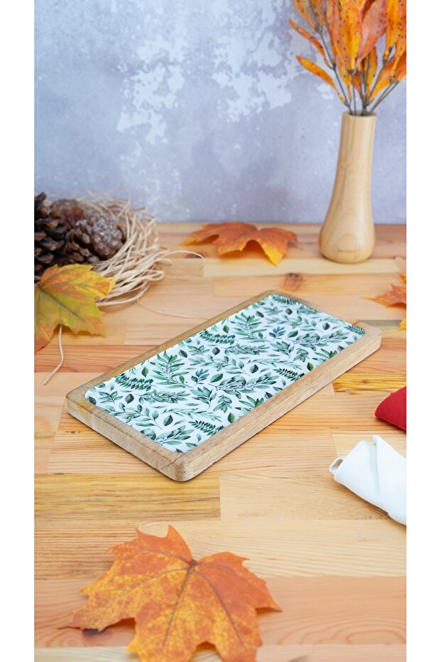 صينية مستطيلة بلون أوراق الشجر - 2