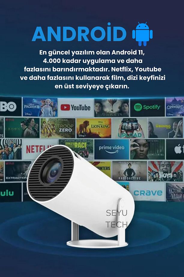Hy300 Pro Upgrade Projeksiyon Cihazı Ultra Hd Android Ev Projektörü Wifi,bluetooth,hdmı - 5