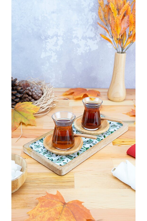 صينية مستطيلة بلون أوراق الشجر - 1