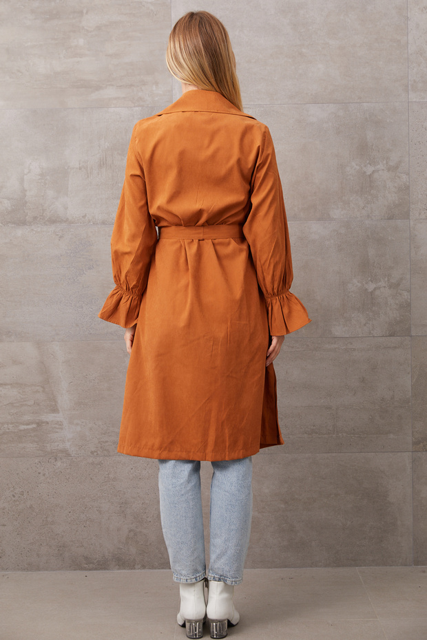 معطف واق من المطر بأزرار وحزام - 6