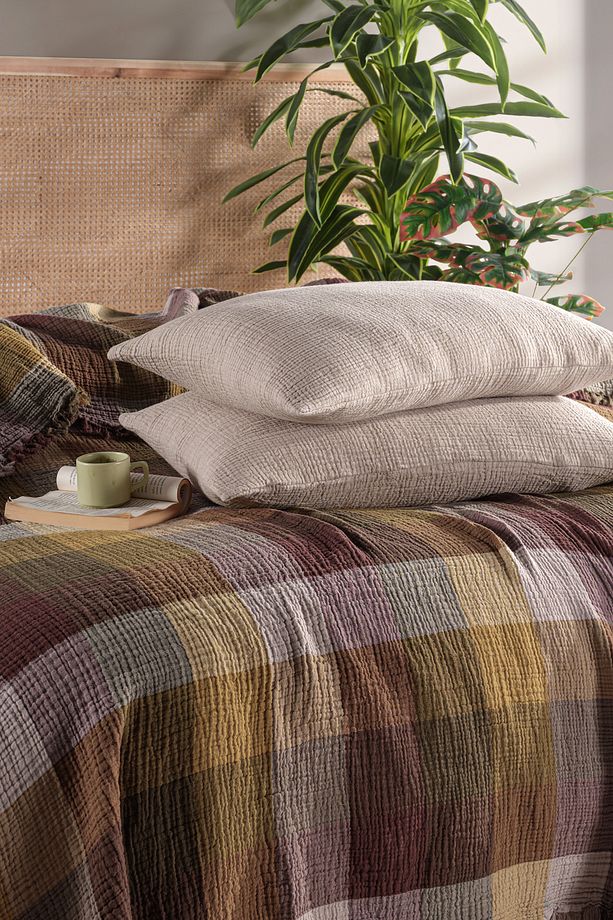 MylasaHome Ekose Desenli Çift Kişilik Yatak Örtüsü 240x260 - 4