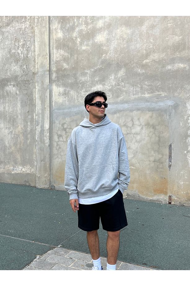 Premium Basic Oversize Şort - Siyah - 5
