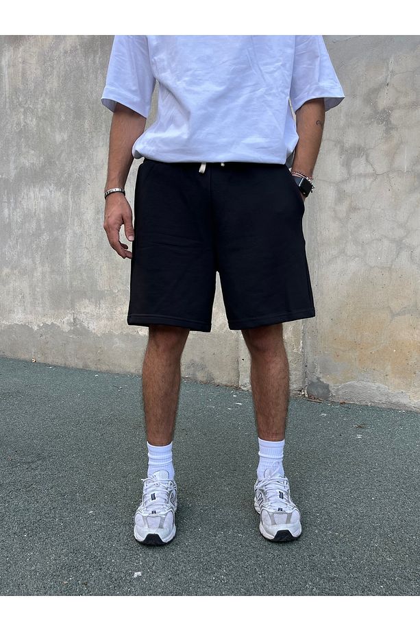Premium Basic Oversize Şort - Siyah - 4