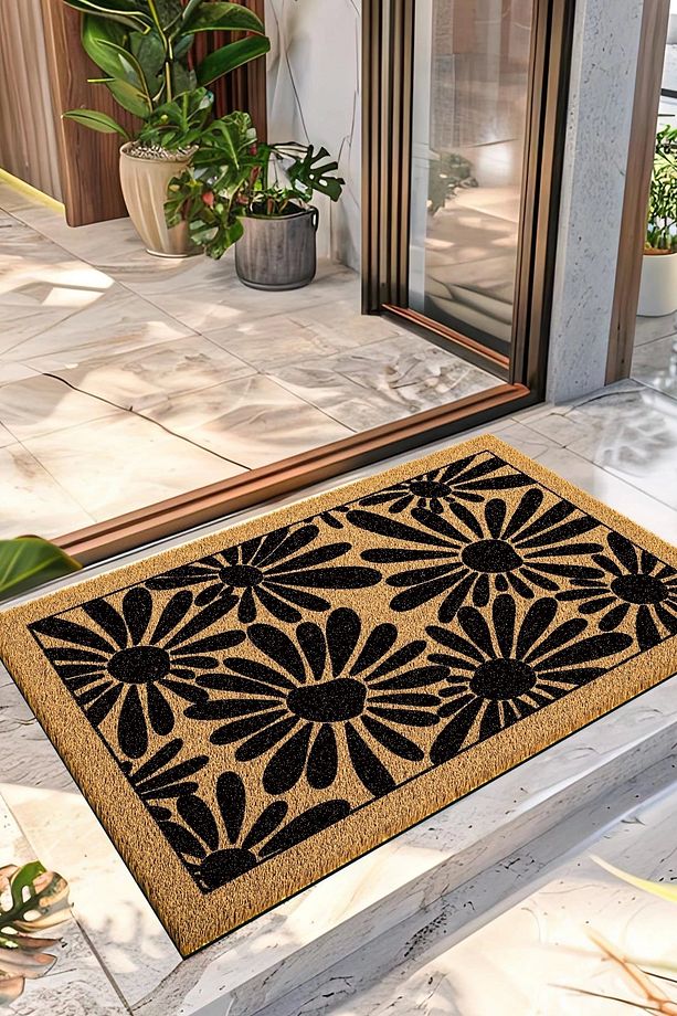 Paspas Dekoratif Çiçek Desenli Kapı Önü Paspası 40 x 60 cm - 1